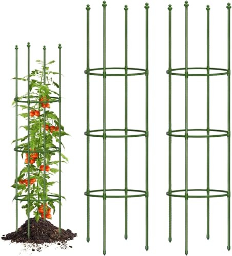 Aoipend Paquete de 2 jaulas de soporte para tomates, enrejado de tomate ajustable de hasta 59 pulgadas para jardín y macetas, enrejado de jardín para plantas trepadoras al aire libre, enrejado de