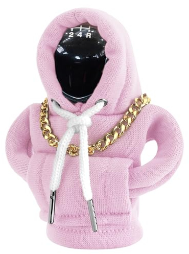 VAGCARS Sudadera con capucha para palanca de cambios de coche, funda para palanca de cambios, funda para palanca de cambios con collar, accesorios universales para el interior del coche (Rosa)