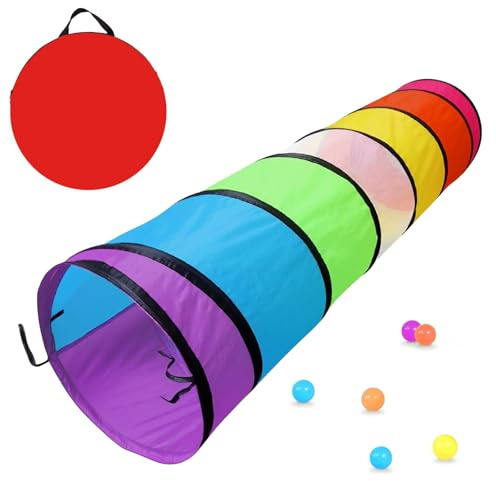 180cm Play Tunnel for Kids - 46 cm Round Opening Baby Tunnel, Colourful Pop Up Tent Collapsible Crawl Play Tent Kids Play Tunnel for Toddlers Baby & Dog Indoor Outdoor