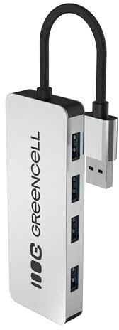 Green Cell 4-Port USB 3.0 Hub Verteiler 5Gbps, Mehrfachstecker USB Splitter | für Dell, MacBook, iMac, Surface, Thinkpad, Mobile HDD, USB Stick, Desktop PC und mehr 15cm