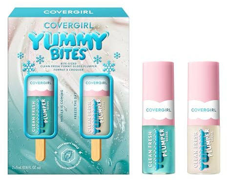COVERGIRL Clean Fresh Yummy Gloss Plumper Bite-Sized Minis Kit - Minter is Coming & Freeze the Day - 0.16 fl oz each