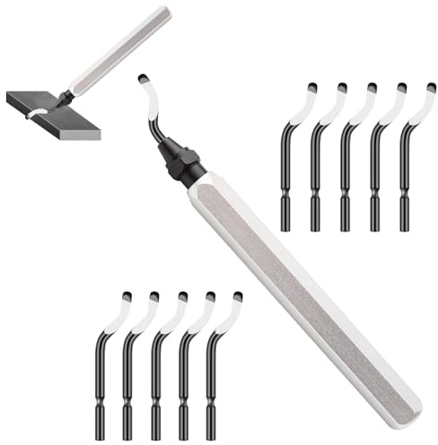 Deburring Tool Kit with 10 High Speed Steel BS1010 Removal Blades 360° Rotating Deburring Tool Kit Easy to Replace Plastic 3D Printed Edges for 3D Printing, Copper, Iron, Mental, PVC, Pipe Steel, Wood
