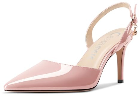Castamere Donna Slingback Chiusa a Punta Spillo Tacco Heel Slip-on Dress da Matrimonio Casual Scarpe 8 CM Heels Rosa Pallido 42 EU