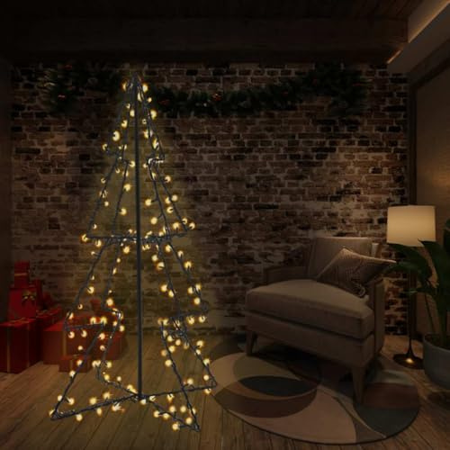Weihnachtsbaum Kegelform, 240 LEDs, 115x150 cm, Warmweiß, Metall, wasserfest für Innen & Außen, mit 5m Kabel, Festliche Weihnachtsbeleuchtung