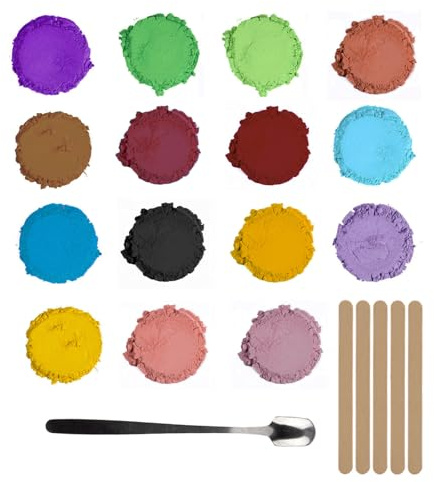 Nurila 15 colori per colata in polvere da 3 g, pigmenti colorati per colata in polvere, mica powder, resina epossidica per resina artificiale fai da te, candela, bomba da bagno, sapone, cosmetici