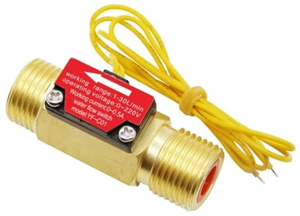 Flow Meter, 4 Points Hall Effect Flow Sensor Turbine Flowmeter 1.5-30L/Min Water Switch Control Male Thread