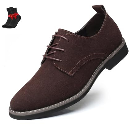 Skor i mocka for män Casual Snörning Rund tå Oxfords Low Top Anti-Slip Promenadskor for Business Office(Brown,39 EU)
