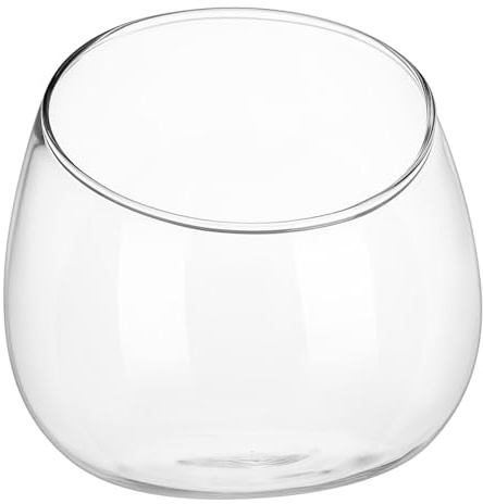 UKCOCO Maceta Pequeña de Vidrio Transparente para Suculentas Boca Inclinada, Terrario Decorativo de 12 Cm de Diámetro para Jardín Interior y Centro de Mesa en Casa U Oficina