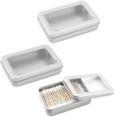 Lot de 2 porte-cotons pour le voyage et la salle de bain - Distributeur de fil dentaire et de cotons-tiges - Boîte de fil dentaire portable pour les déplacements - Récipient en métal vide pour