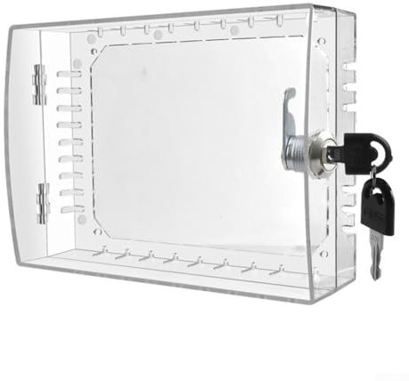 Thermostat Lock Box with Key for Wall Mounted Programmable Thermostats, PC Cover with Ventilated Design, Secure Protection for Home, Office, Commercial Settings, Fits Units up to 5 x 7 x 2.3 Inches