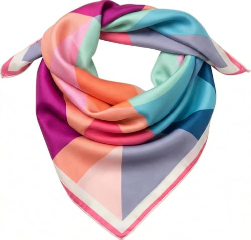 styleBREAKER Damen Nickituch Rauten Muster Quadratisch | 70x70 cm Format, 100% Polyester in seidig-weicher Satin-Oberfläche. Colour Blocking Design, bei 30°C waschbar.