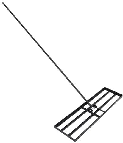 Lawn Leveling Rake, Arbeitsbreite 91cm, 180° drehen, Rasen-Nivellierrechen aus Stahl, 1.75 m Stiel, Rasen Rakel Unebenheiten im Rasen ausgleichen, Leveler Gartengerät zum Rasen sanden, 91 x 25cm