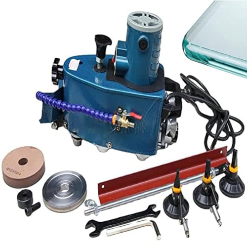 Electric Glass Edging Machine, Portable Small Glass Edger, 8000r/min Bevel Edge Grinder with Polishing Wheel for Acrylic Marble Ceramic