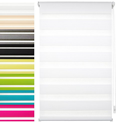 Garduna FIX Duo-Doppel-Rollo # Weiss 45cm # Smartfix - Klemmfix - ohne Bohren - viele Farben & Größen - Sichtschutz - lichtdurchlässig