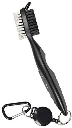 halomy Mazze da Golf e Spazzola del Club scanalatura più Pulito, 2 Ft Cerniera Tratto e Fibbia in Alluminio,Leggero,Design ergonomico,Facile da attaccare alla Sacca da Golf(Grigio)