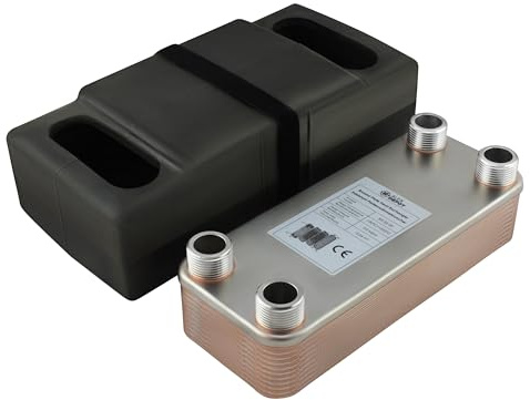 Edelstahl Plattenwärmetauscher B3-32-20 mit Isolierung – 4x 1 Zoll Anschluss, max. 115 kW für Heizung, Solar, Wärmepumpe