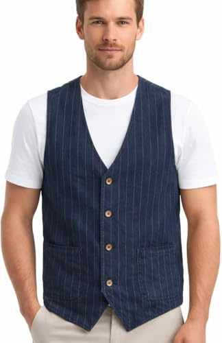 Lazutom - Chaleco de verano para hombre, casual, de algodón y lino, sin mangas, delgado, chaleco de playa, L