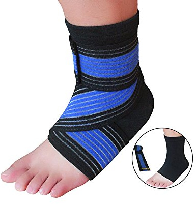 elastrap Bande Bandage de compression lymphoedeme Lymphologie Maladie de la lymphe - Manchons Corps Pied Cheville Jambe Cuisse Bras Mains Coude (CHEVILLERE BLEU NOIR + BANDE 70x7,5cm)