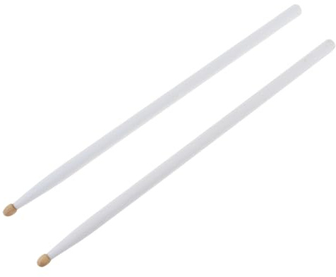 OriGlam Lot de 2 baguettes de batterie 5A en bois d'érable 5A, antidérapantes, olives en bois d'érable 5A pour enfants, étudiants et adultes (Blanc 40cm)