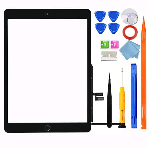 JPUNG for iPad 7/8 (7th 8th Gen) 10.2 Screen Replacement Glass Touch Digitizer, for 7th 8th Generation 2019/2020 (Model A2197 A2198 A2200 A2270 A2428 A2429 A2430)+Home Button,Full Repair Kit[NO LCD]