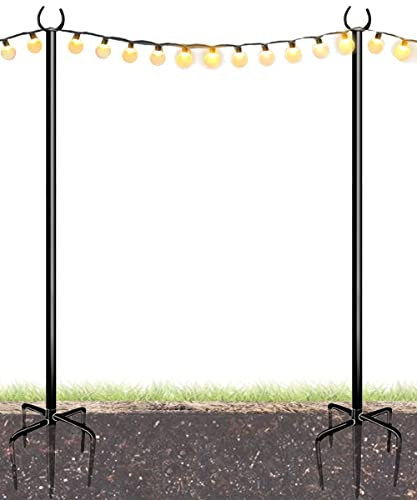 Eazielife 10FT Streifen-Lichtstangen für den Außenbereich, strapazierfähiger Metall-Beleuchtungsständerpfosten für Garten, Rasen, Hinterhof, Terrasse, Urlaub, Hochzeit, Party, Dekoration, 2er-Pack