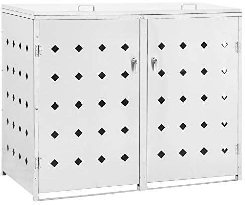 Catherinol Mülltonnenbox für 2 Tonne 240 L, Mülltonnenabdeckung, Müllhaus, für den Außenbereich, Mülltonnenabdeckung, Müllhaus, für den Außenbereich, Edelstahl