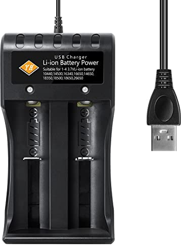 Battery Charger, 18650 Li-ion Battery Charger, 18650 Rechargeable Battery Charger, 2 Slot LED Battery Charger for 10440 14500 16340 14650 18350 18500 26650 18650 Batteries