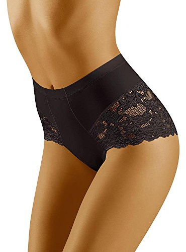 Wolbar Damen Sexy Shapewear-Slips Spitze Miederslip Hohe Taille Figurformende WB184, Schwarz,L