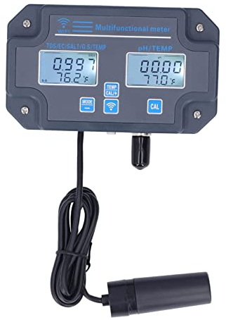Haofy PH-W3988 Multiparameter-Wasserqualitätstester APP-Fernbedienung PH EC TDS Salt S.G Temperaturmessgerät Online-Monitor Fernbedienung PH-Tester(EU)