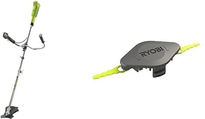 RYOBI - Débroussailleuse Électrique sans Fil à Batterie 18V One+ - Livrée avec 1 Lame Tri-Arc, 1 Tête et 1 Harnais - OBC1820B & Tête Double Lames Dentelées pour Coupe-Bordures RAC155 Noir