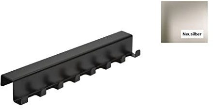 Wesco Rack System Smart Hakenleiste 60 aus pulverbeschichtetem Aluminium, flexibel erweiterbar, in der Farbe: Neusilber, Maße: 208x36x36 mm