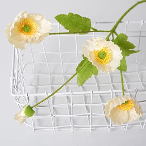 YanYue 4 Kopf Kunstblumen Mohn Seidenblumen Party Hochzeit Brautstrauß Dekoration Gartendekoration Outdoor-Champagner