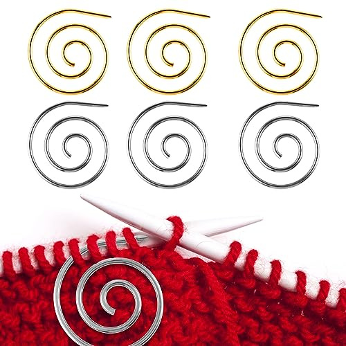 6 stycken spiral flätsticknålar halsduksnål, metall spiral nål, rund sticknål, flätnål, halsduk sticknål, set spiralnål, sticktillbehör för nybörjare, sömnad, present (guld + silver)