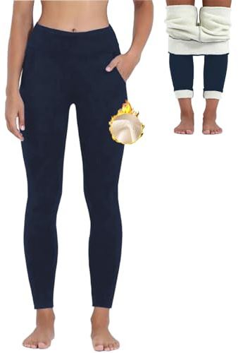 Merlvida Termoleggings för kvinnor – fleecefodrade, varma och tjocka cashmere-yogabyxor med hög midja och elastisk passform. Tights med magstöd, perfekta som termobyxor för löpning, gym och slimmade