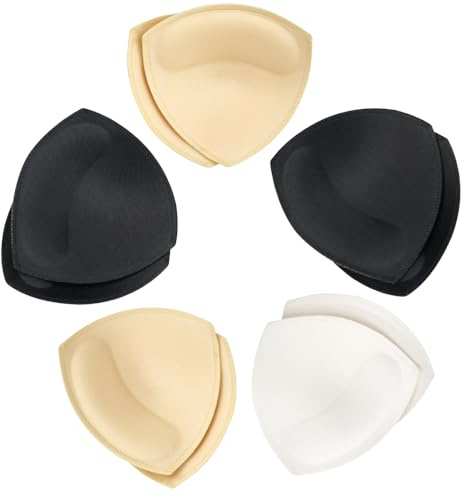 5 Paires d'inserts de Soutien-Gorge, Inserts de Soutien-Gorge de Sport, Coussinets d'allaitement Amovibles, Rembourrage de Sport pour Maillot de Bain Bikini, Maillot de Bain, Blanc Nu et Noir