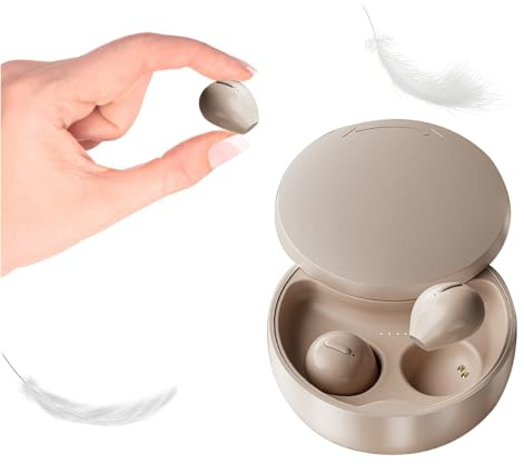 Xmenha Auricolari invisibili per dormire, auricolari wireless per orecchie piccole, Bluetooth 5.1, 36 ore di riproduzione, microfono integrato con custodia di ricarica, per iPhone e Android, colore