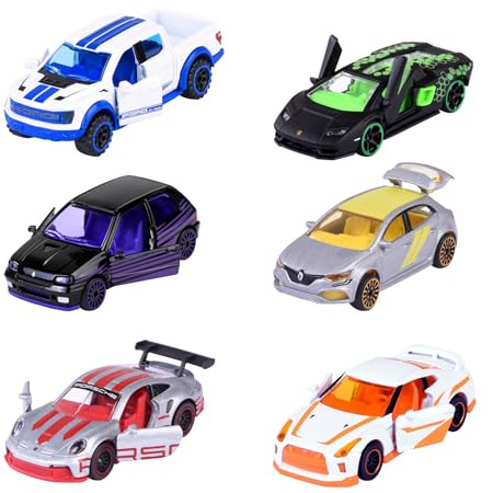 Majorette - Modellauto aus der Limited Edition 10-6-Fach Sortiert (Renault, Porsche, Ford, Nissan, Lamborghini), 1 Auto aus Metall mit Freilauf, 7,5 cm, für Kinder ab 3 Jahre