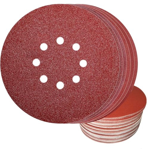 VIVIIHOO Schleifscheiben 225mm Klett 8 Loch, 30 Stück mit Körnungen 5X P40/60/80/120/180/240 - Ideal für Decken- und Trockenbauschleifer