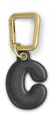 UNTAGS - Charm Buchstabe C - Material mit Ledereffekt - Inklusive Goldener Metallschnalle - Schwarz