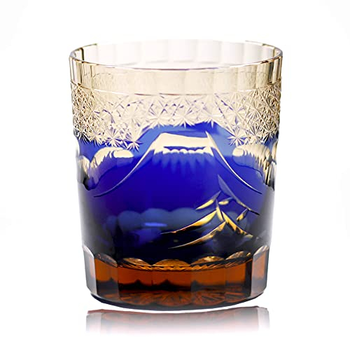 ArinkO Bicchiere da whisky artigianale giapponese, blu, 9 once, confezione regalo elegante