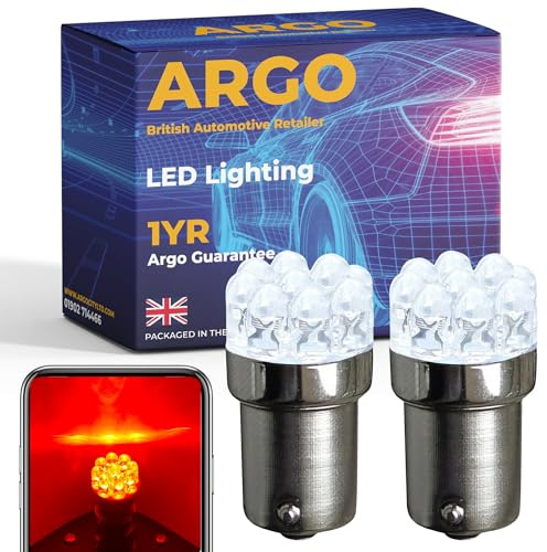Argo 24v 1156 382 P21w Red Led Stop Brake Tail Light Bulbs Halogen Upgrade Xenon Bright Ba15s HGV Lorry Truck Front Rear Headlight Fog Light Lamp Bulbs