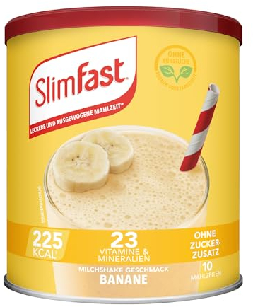 SlimFast Milchshake Pulver Banane I Kalorienreduzierter Diät-Shake mit hohem Eiweißanteil I Diät-Pulver für eine gewichtskontrollierende Ernährung I Nur 225 Kalorien pro Protein-Shake I 365 g