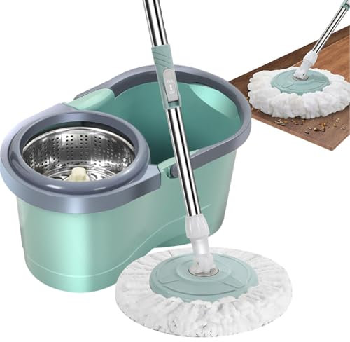 de cubo de fregona, fregona de microfibra giratoria de 360°, limpieza automática del hogar, fregona de limpieza que ahorra mano de obra con escurridor para sala de estar, cocina, balcón, sala
