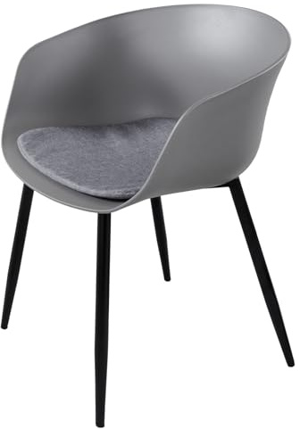 Stuhl DESIGNO - 60cm - grau - Kunststoff Stahl-Beine Armlehne Outdoor | hoher Komfort, pflegeleicht, langlebig, stabil, Kissen inklusive, Wetterfest, Design, Eyecatcher