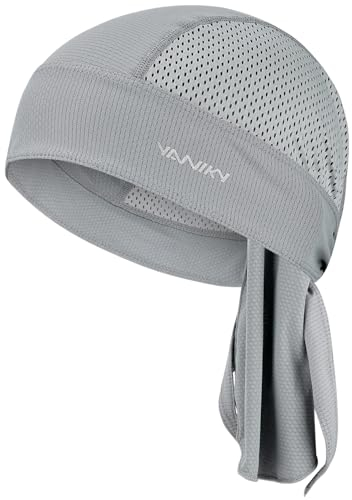 YANIKY Sports Bandana - Atmungsaktiv Kopftuch Herren - Bandana Cap Damen Durag Laufmütze Turban Herren Sommer Fahrradmütze Kopftuch für Radfahren Reisen Laufen Fitness (Grau)