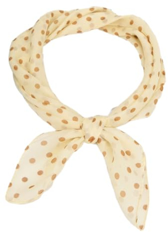 Whakano Elegante Seidentuch Damen,65x65cm,Gepunktete Kopftuch Damen,Chiffon Halstuch,Bandana,Quadratische Schals,Klein Weich Quadratisch Seidenschal,Geschenkfür Damen Frauen,Beige