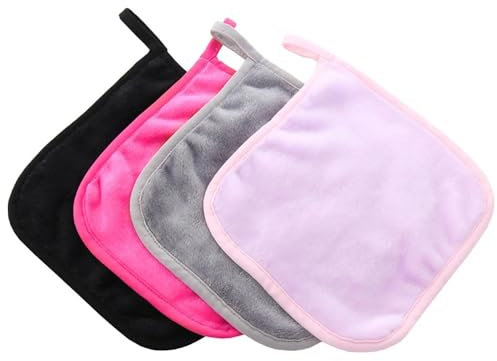 KULIA® Paño desmaquillante 4 piezas Toallas faciales reutilizables Limpieza facial Toallita de secado rápido Accesorios de maquillaje para mujeres Cuidado de la piel Toallitas cosméticas