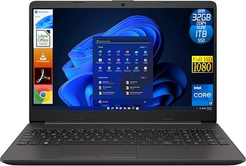 HP Notebook 250 G9, Display Laptop 15.6 Full HD, Intel Core i7 12Th, 32GB Ram DDR4, 1TB (1000GB) NVMe SSD, Windows 11 Home, Portatile Pronto all'Uso