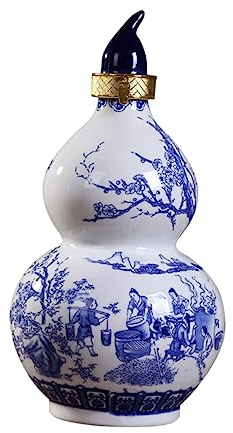 Hoement Ceramic Wine Bottle Sealed Storage Container for Home Vintage Gourd Design Empty Bottle for Drinks Household Wine