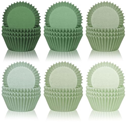 Whaline 300 pirottini per cupcake verde salvia sfumati pirottini da forno per feste di nozze per muffin standard cupcake involucri per forniture per feste